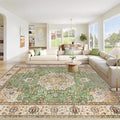 Area Rug 8x10 Washable Rug, Vintage Boho Medallion Rugs Non-Slip Soft Low Pile by VECARF