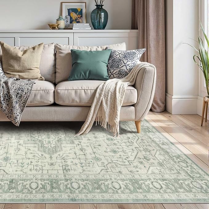 Rugxara Washable Area Rug for Living Room, Vintage Boho Rugs for Office - Image 4