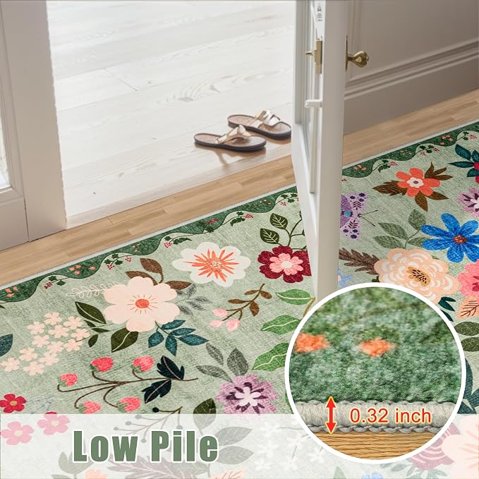 10x12 Area Rugs for Living Room: Floral Washable Rug Vintage Large Soft Boho - Image 8