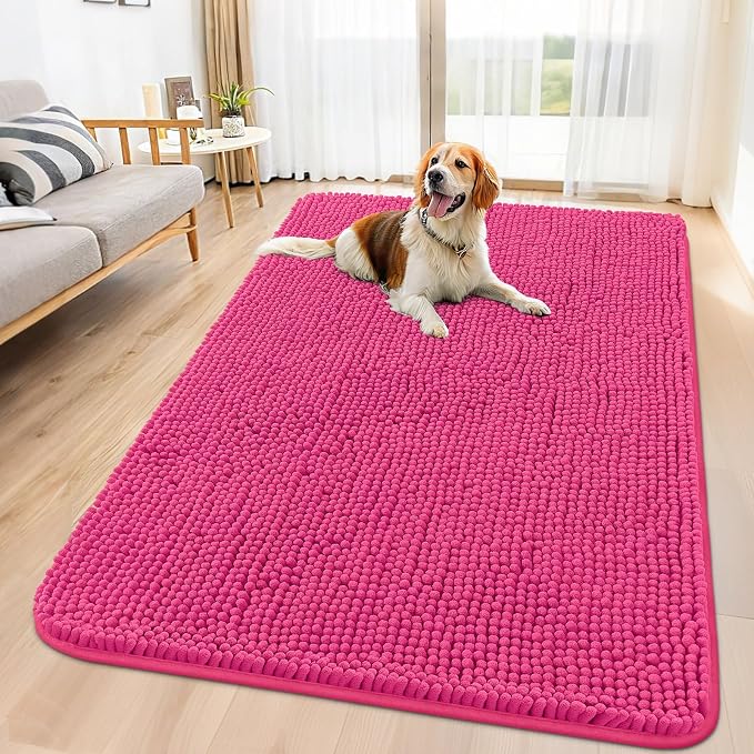 Smiry Dog Door Mat for Muddy Paws 59x35, Absorbent Dirt Trapper, Non-Slip by Smiry