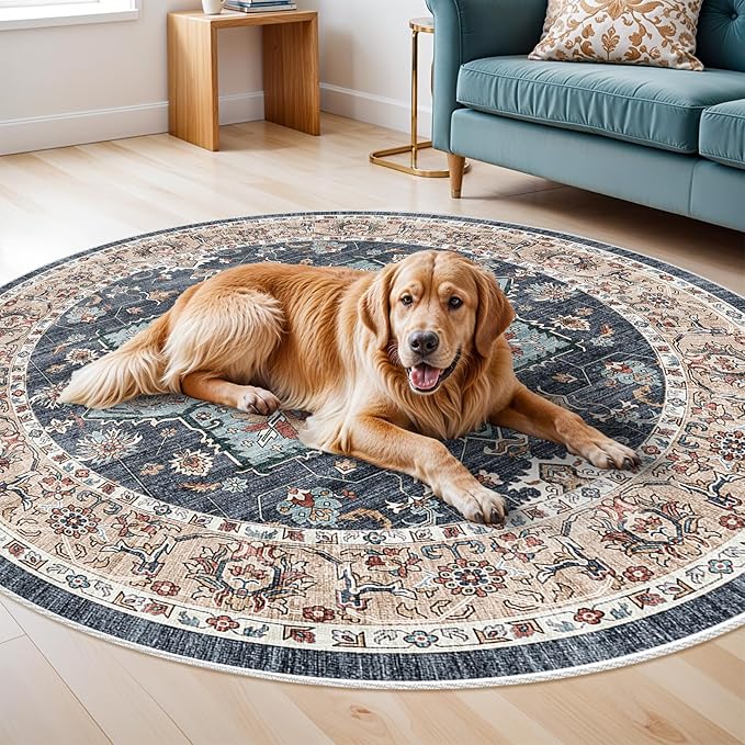 TOPRUUG Washable Oriental Area Rug - 8ft Round Rugs - Image 6