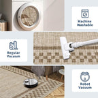 4ft Washable Round Rug for Entryway Modern Checkered Bedroom Circle Rug Non - Image 5