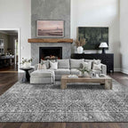 Latte&Fog 8x10 Area Rugs for Living Room, Large Vintage Grey Washable Rug by LatteFog