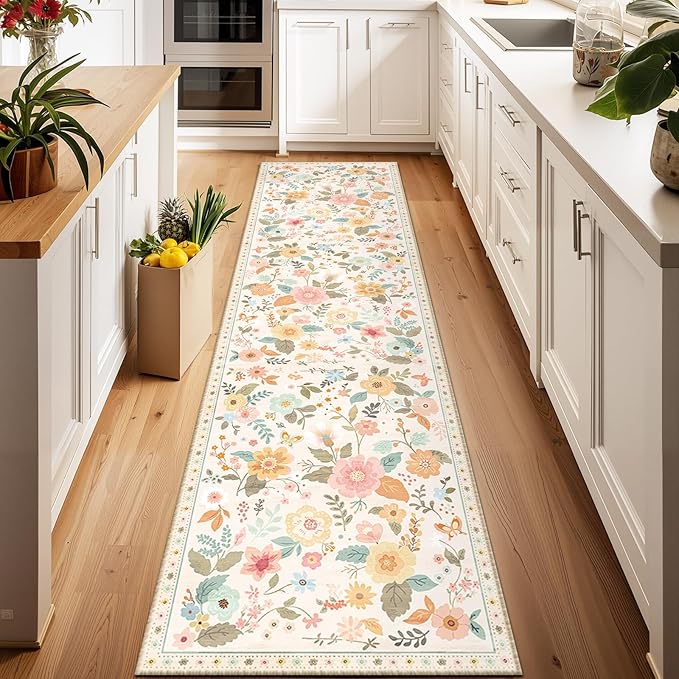 RELEANY Floral 2x6 Area Rugs Washable Print Boho Cute Carpet Non Slip Flower - Image 9