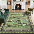 Lessymo Dark Green Floral Rug 8x10 by Lessymo