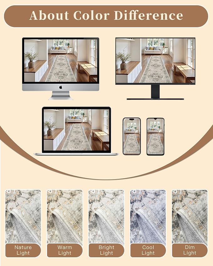 Madane Runner Rugs for Hallway 2x10 Long Washable Non-Slip Hallway Runner Rug - Image 9