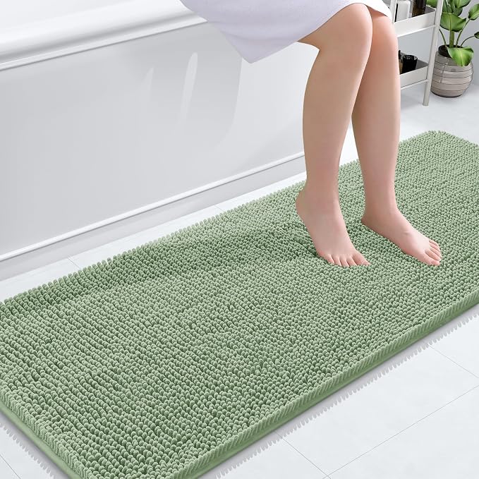 OLANLY Bathroom Runner Rugs 59x24, Soft Absorbent Chenille Bath Rugs, Rubber by OLANLY