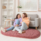 LOCHAS Bedroom Rug 2.6' x 5.3', Blush Fluffy Shaggy Area Rug - Image 4