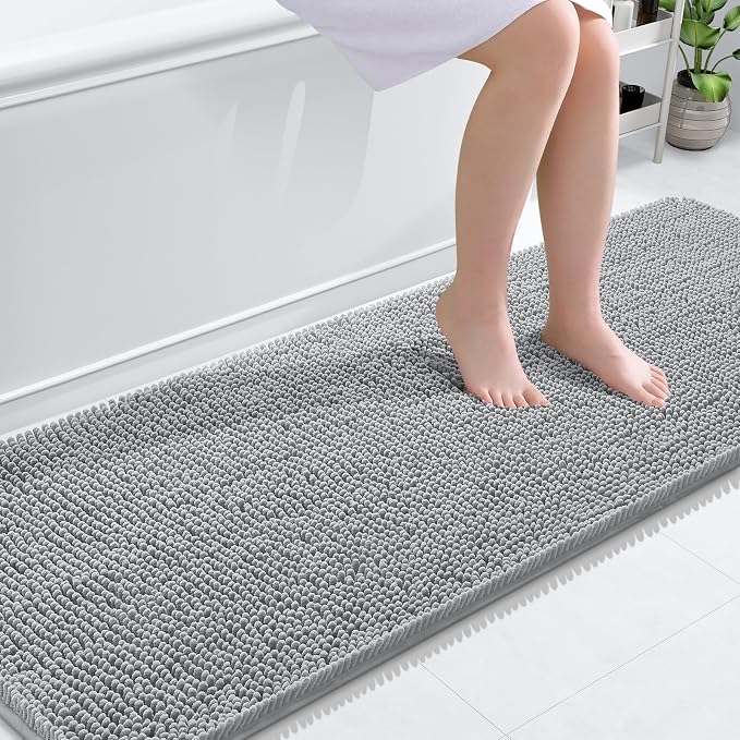 OLANLY Bathroom Runner Rugs 70x24, Soft Absorbent Chenille Bath Rugs, Rubber by OLANLY