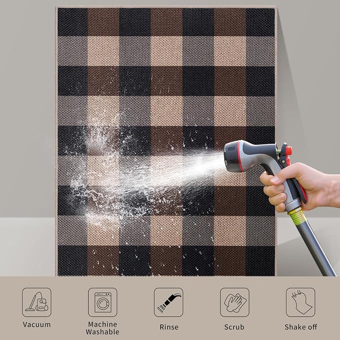 Tangsoo Checkered Easy Jute Rug, 3x5 Washable Area Rug - Image 6