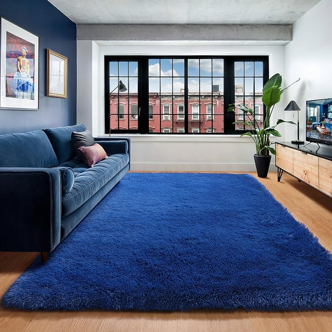 ONASAR Navy Blue 6x9 Area Rugs for Living Room Bedroom, Large Fluffy Bedside - Image 7