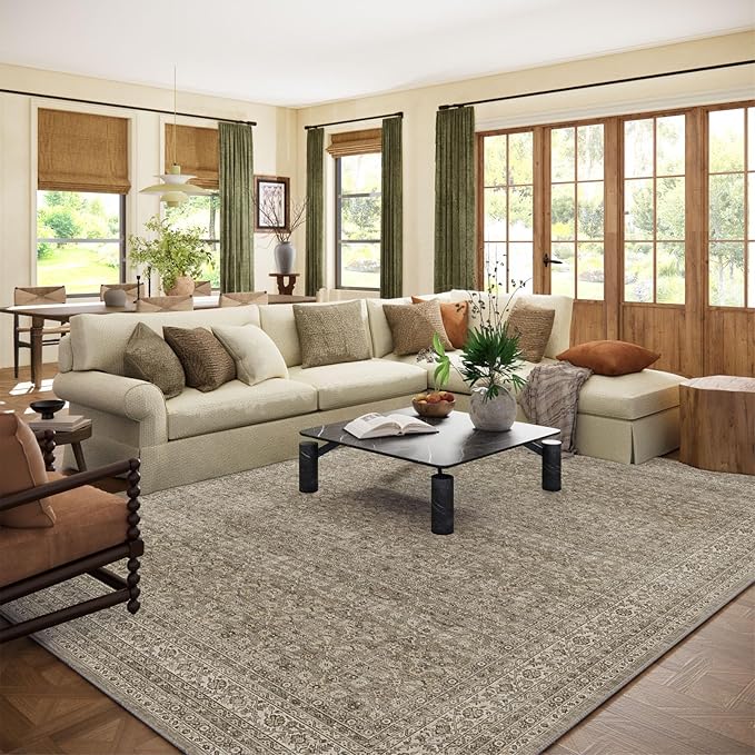 Washable Area Rugs for Living Room: 10x14 Bedroom Rug Vintage Large Rugs Stain by palohom