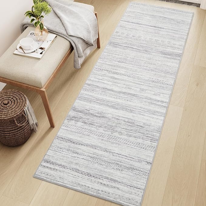 2x6 Runner Rug Machine Washable Non Slip Area Rug Distressed Neutral Moroccan by Tchdio
