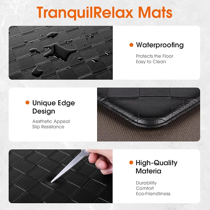 TranquilRelax 2-Piece Anti-Fatigue Kitchen Mats, Cushioned Non-Slip Waterproof - Image 3