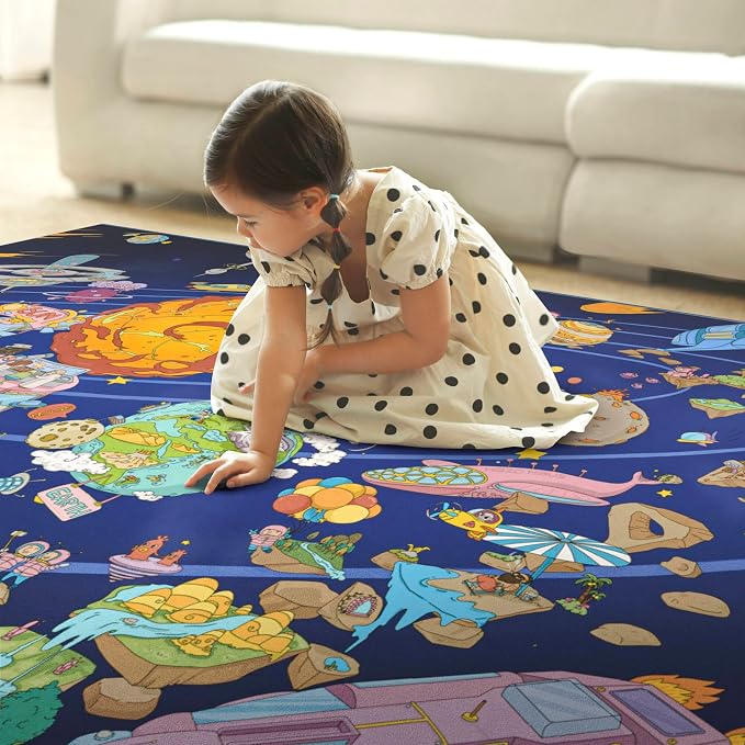 Outer Space Adventure 5x7 Kids Rug – Vibrant Galaxy Scene - Image 5