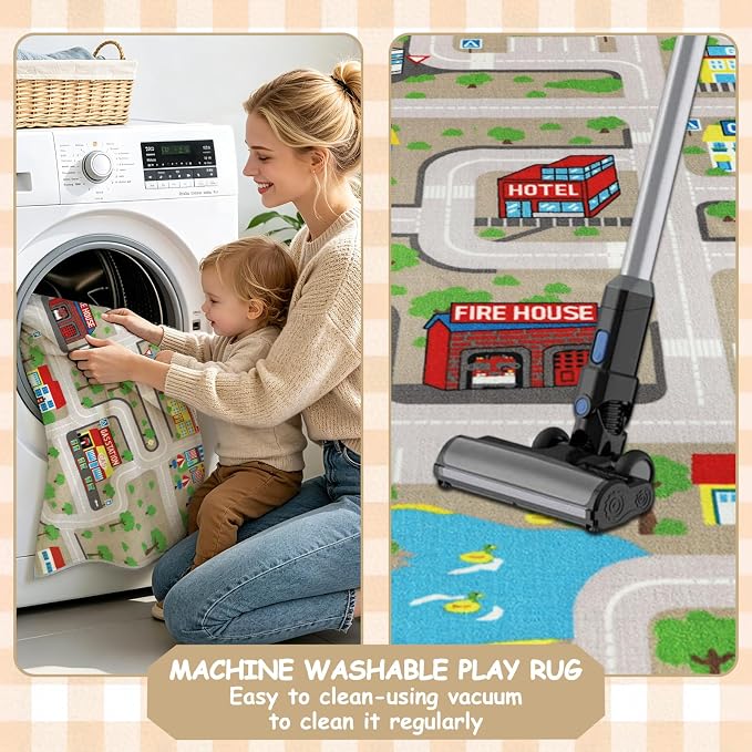 Capslpad Tan Car Road Kid Rug Carpet Playmat - Image 7