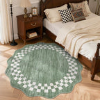 GarveeHome Scalloped Round Rug 4ft Modern Solid Color Circle Rugs Non Slip Low - Image 2