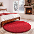 Ophanie Round Rug 4Ft Red Circle Area Rug, Christmas Room Decor, Aesthetic by Ophanie