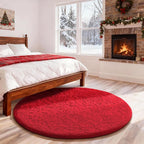 Ophanie Round Rug 4Ft Red Circle Area Rug, Christmas Room Decor, Aesthetic by Ophanie