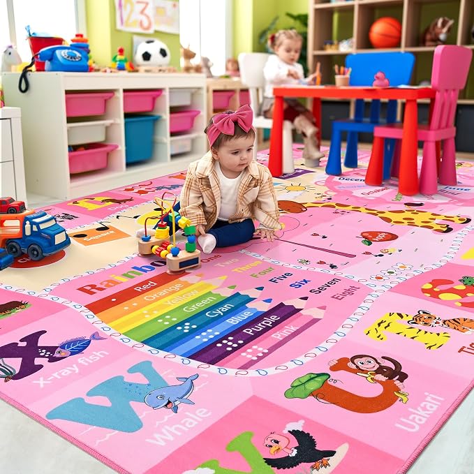 Kids Rugs for Playroom Bedroom Classroom Nursery, Non-Slip and Washable Rugs - Image 3