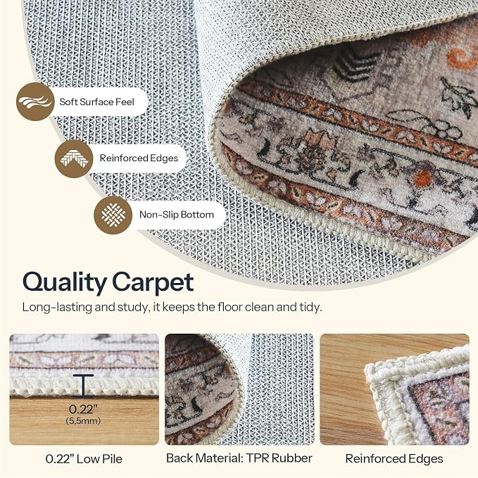 HOOBRO Washable Rug 6 x 9 Area Rugs - Image 9