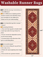SERISSA Runner Rug for Hallways, Long Boho Rug Vintage Red Black Hallway Stair - Image 2