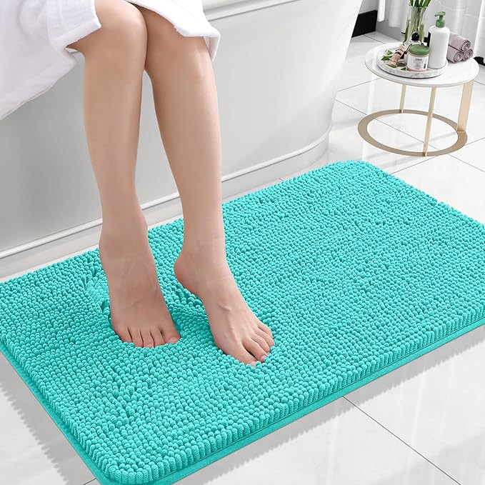 OLANLY Small Bathroom Rugs 24x16, Extra Soft Absorbent Chenille Bath Rugs by OLANLY