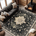 RELEANY Area Rugs 6'x9' Washable Non-Slip, Floral Vintage Distress Medallion by RELEANY