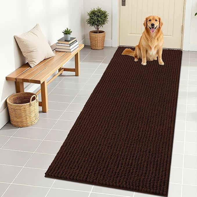 OLANLY Dog Door Mat for Muddy Paws 70x24, Ultra Absorbent Chenille Mud Doormat by OLANLY