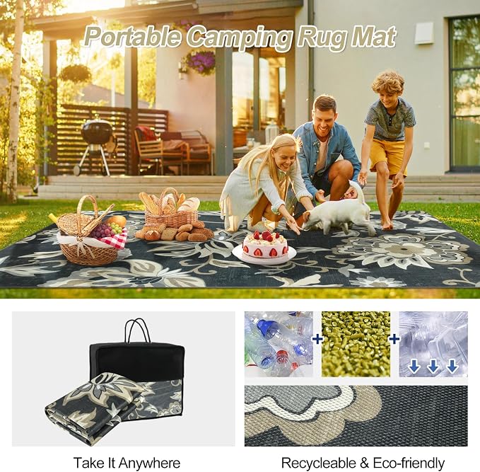 Lahome Floral Indoor Outdoor Rug, 5x8ft Non-Slip Outdoor Patio Rug - Image 3