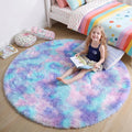 Amdrebio Purple Rainbow Round Rug 6Ft by Amdrebio