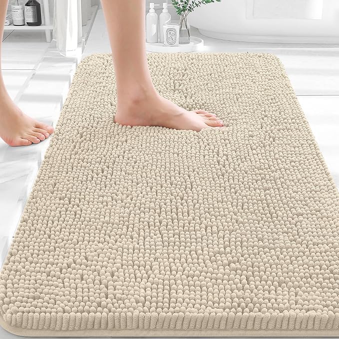 OLANLY Bathroom Rugs 30x20, Extra Soft Absorbent Chenille Bath Rugs, Rubber by OLANLY