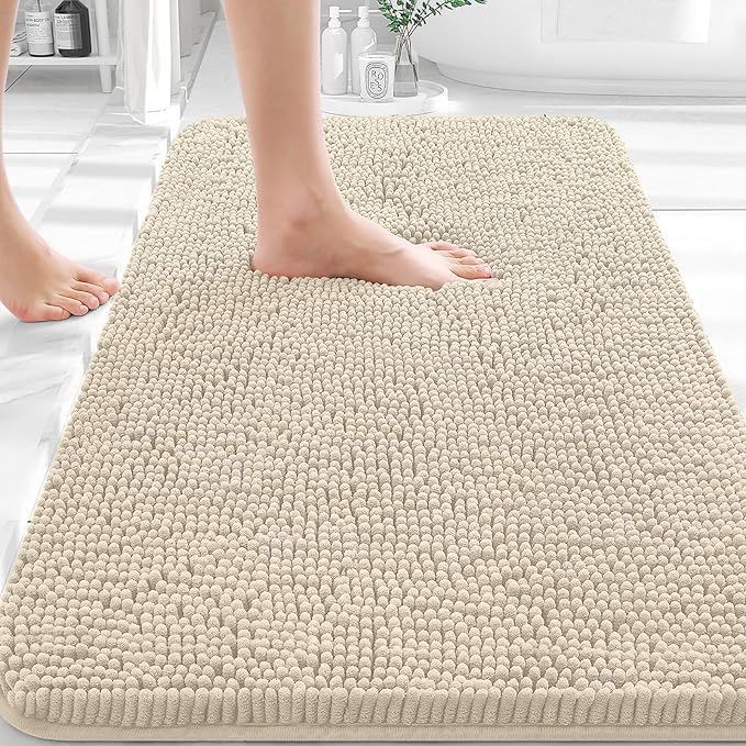 OLANLY Bathroom Rugs 32x20, Extra Soft Absorbent Chenille Bath Rugs, Rubber by OLANLY