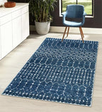 Lahome Moroccan Blue 3x5 Non-Slip Washable Soft Rug by Lahome