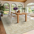 Latte&Fog 9x12 Area Rug for Living Room, Extra Large Vintage Beige Washable Rugs - Image 4