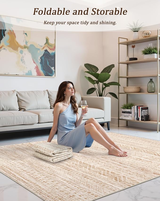 Miukiki 8x10 Area Rug for Living Room Moroccan Washable Rugs Non Slip Indoor - Image 5
