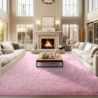 qulint 9x12 Rugs for Living Room, Large Fluffy Pink Area Rugs for Bedroom by QULINT