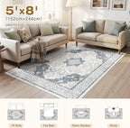 cotiled 5x8 Area Rug Machine Washable Vintage Carpet - Image 7