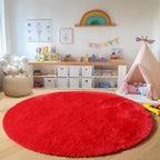 ONASAR Red Round Rugs 5ft for Bedroom Living Room, Fluffy Circle Area Rug for - Image 5