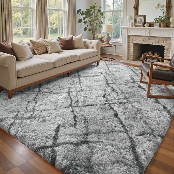 5x7 Ft Large Shag Rugs for Bedroom Living Room, Tie Dyed Ultra Soft Fluffy by Cuzwlovita