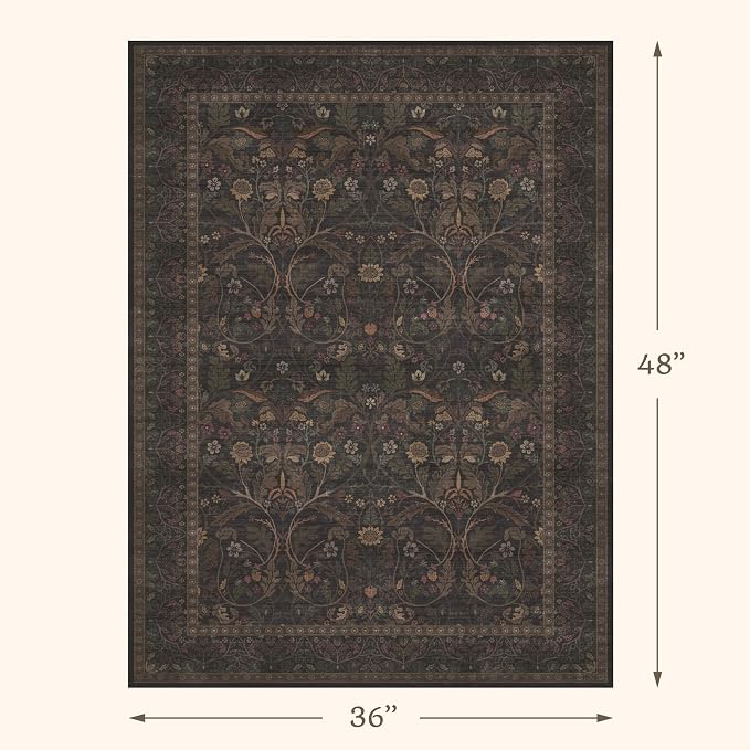 Rustic Brown 3x4 Large Washable Entryway Rug Indoor - Image 2