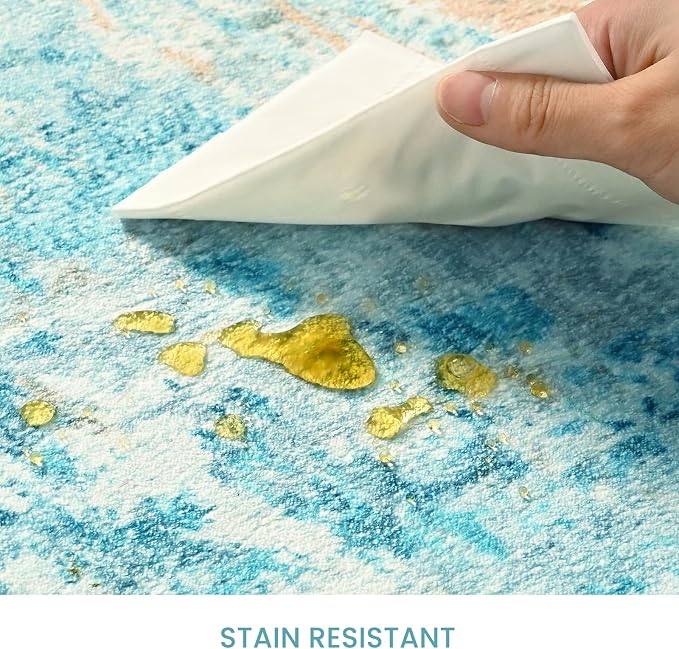 Runner Rug for Kitchen Teal Blue Hallways Runner Rug Non Slip 2'6''x8' Washable - Image 7