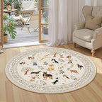 Beige 4Ft Round Area Rugs for Bedroom, Non-Slip Stain Resistant Round Kitchen - Image 3