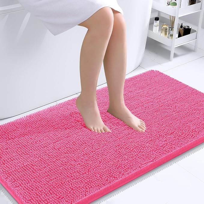 OLANLY Bathroom Runner Rugs 44x24, Soft Absorbent Chenille Bath Rugs, Rubber by OLANLY