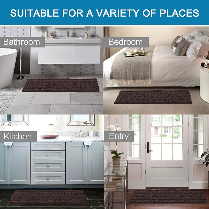 H.VERSAILTEX Bath Rugs for Bathroom Non Slip Bath Mats Extra Thick Chenille - Image 6