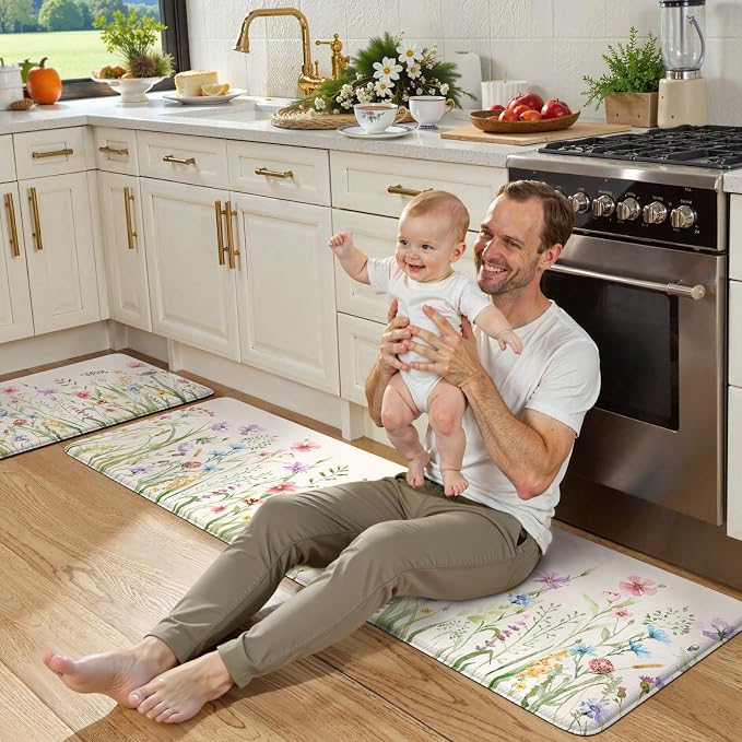 KIMODE Kitchen Mats Cushioned Anti Fatigue, Summer Farmhouse Flower Kitchen - Image 7