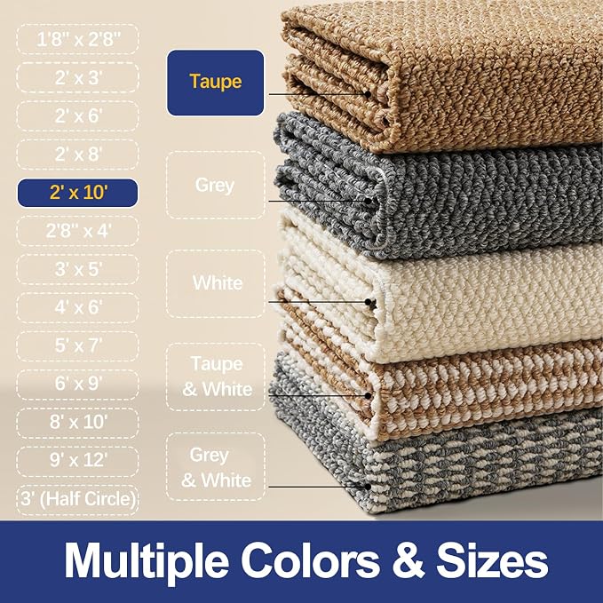 Faux Jute Hallway Runner Rug 2'x10', Washable & Non-Slip, Taupe | 0.27" Low - Image 7