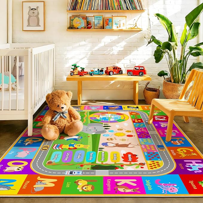 Pionblank Kids Rug for Playroom Classroom, 5x7 Area Rugs Playmat for Learning - Image 5