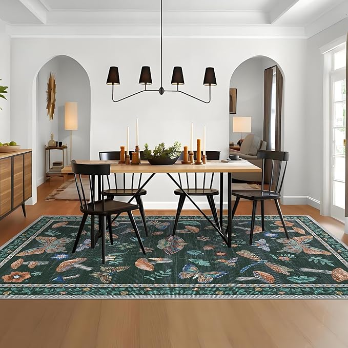 Mushroom 9x12 Rug for Living Room Non Slip Washable 9 x 12 Rug for Bedroom - Image 4