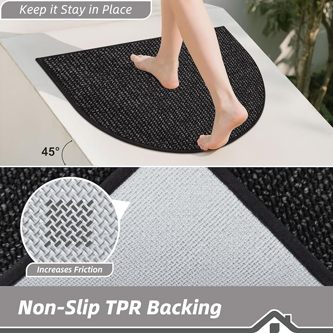 BEQHAUSE Dirt Trapper Door Mat 26" x 40" Half Circle Non-Slip Washable Doormats - Image 4